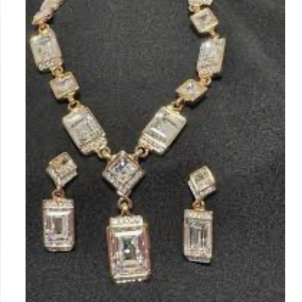 AUTHENTIC Swarovski Gold Necklace, & Earrings SET
